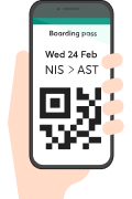 Mobile app screen with electronic boarding pass for ferry travel