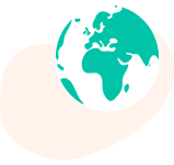 Globe with green continents