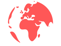 Globe with orange continents