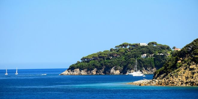 Boats at the coast of Cavo in Elba island, Italy