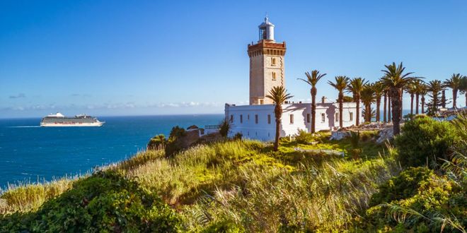 Ferry sailing across the northern coast of Morocco