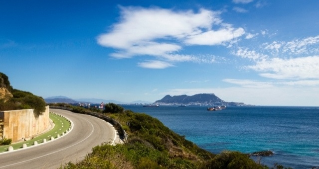 Ferries off the coast of Tarifa in southern Spain