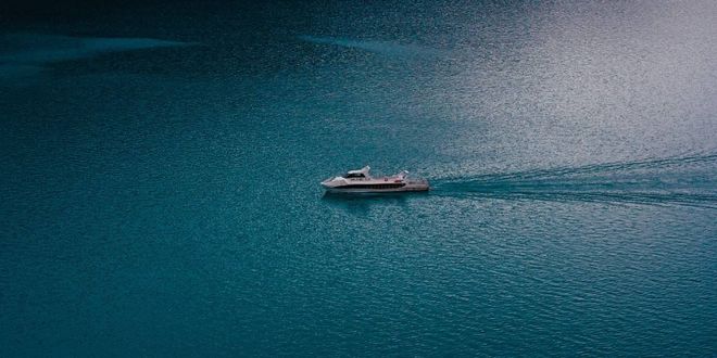 Ferry en route to Formentera from Ibiza in the Balearics, Spain