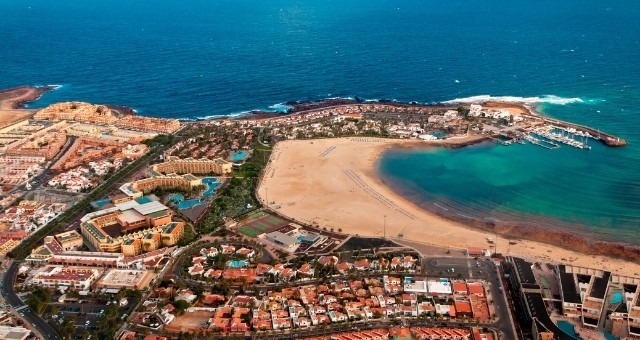 Caleta de Fuste close to the beach in Fuerteventura, Canary Islands, Spain