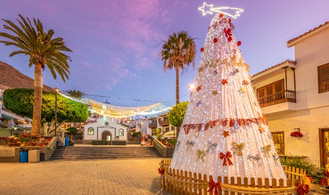 Christmas tree at a market in Puerto de Santiago, Tenerife, Spain