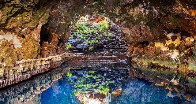 The interior of the volcanic cave of Lanzarote, Canary Islands, Spain
