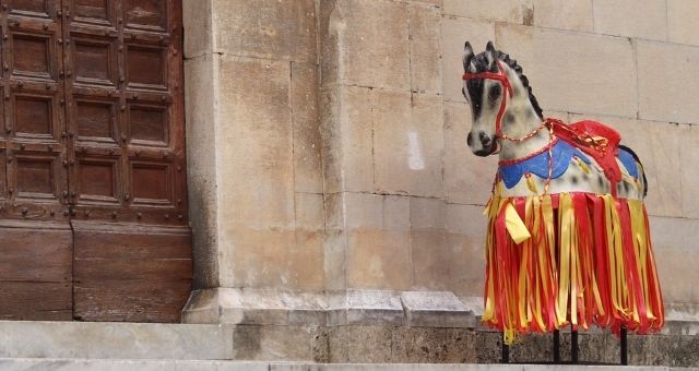 Carousel horse in Italy decorated for the carnival
