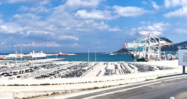 Panoramic view of the port of Tanger Med in Morocco