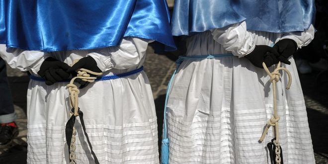 The procession of the Mysteries in Procida island, off the coast of Naples in Italy