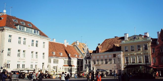 The Town Hall Square in Tallinn, Estonia