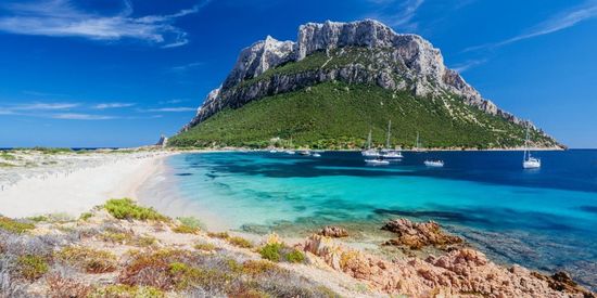 Beach in Tavolara island in front of Olbia in Sardinia, Italy