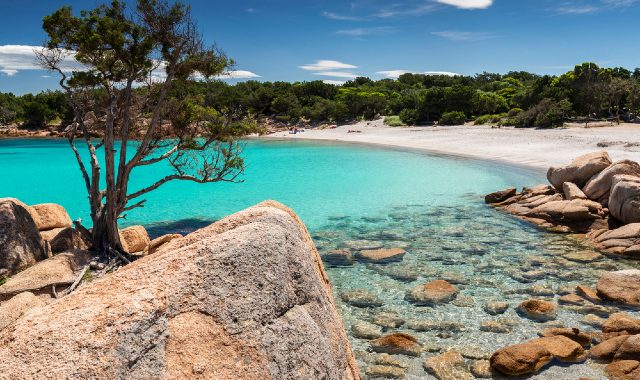 The emerald waters of Capriccioli beach, south of Porto Cervo, Sardinia