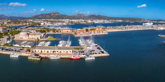 The port and city of Olbia in Sardinia, Italy
