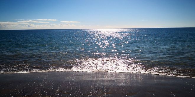 Sunlight reflecting on the sea in Lanzarote, Canary Islands