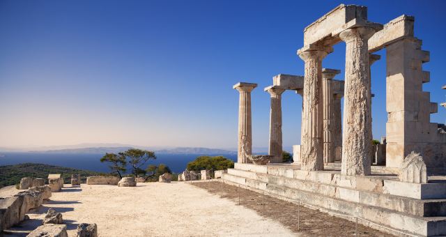The Temple of Aphaia on the top of a hill in Aegina